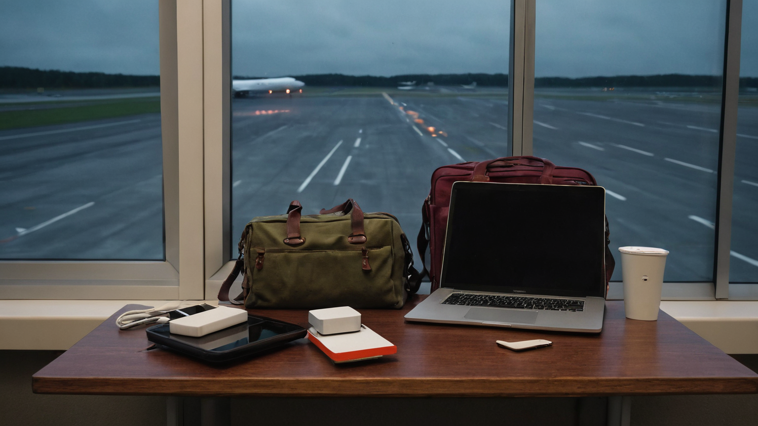 Stormy airport rebooking desk