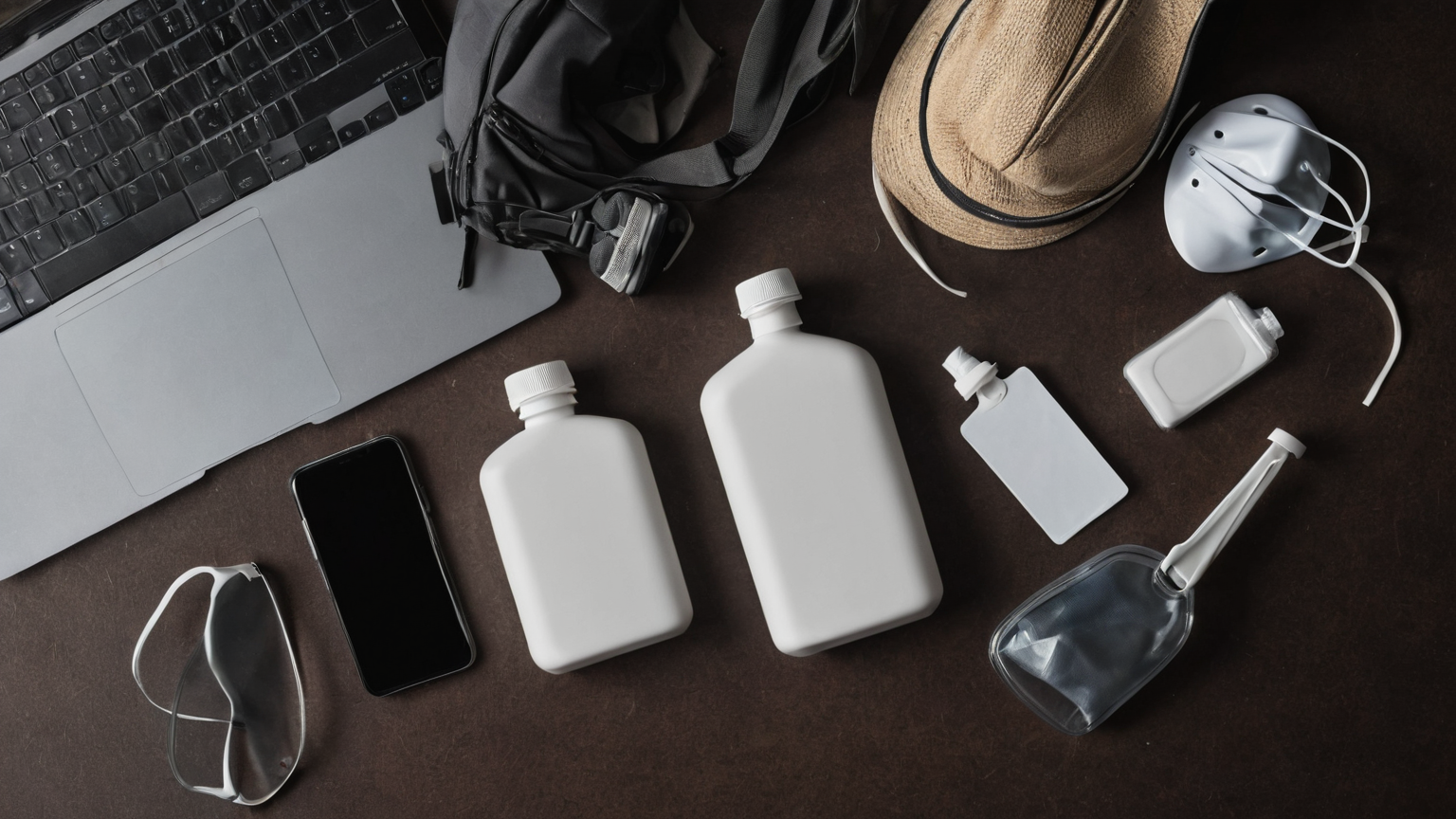 Mask and medicine flat lay